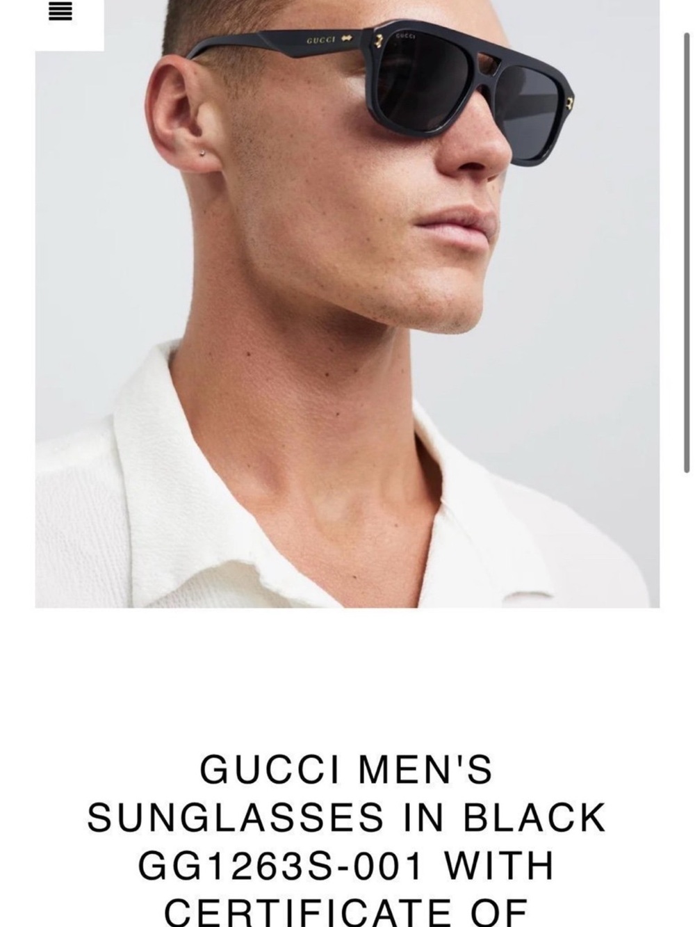 Gucci Men's Black Sunglasses with Gold Detail